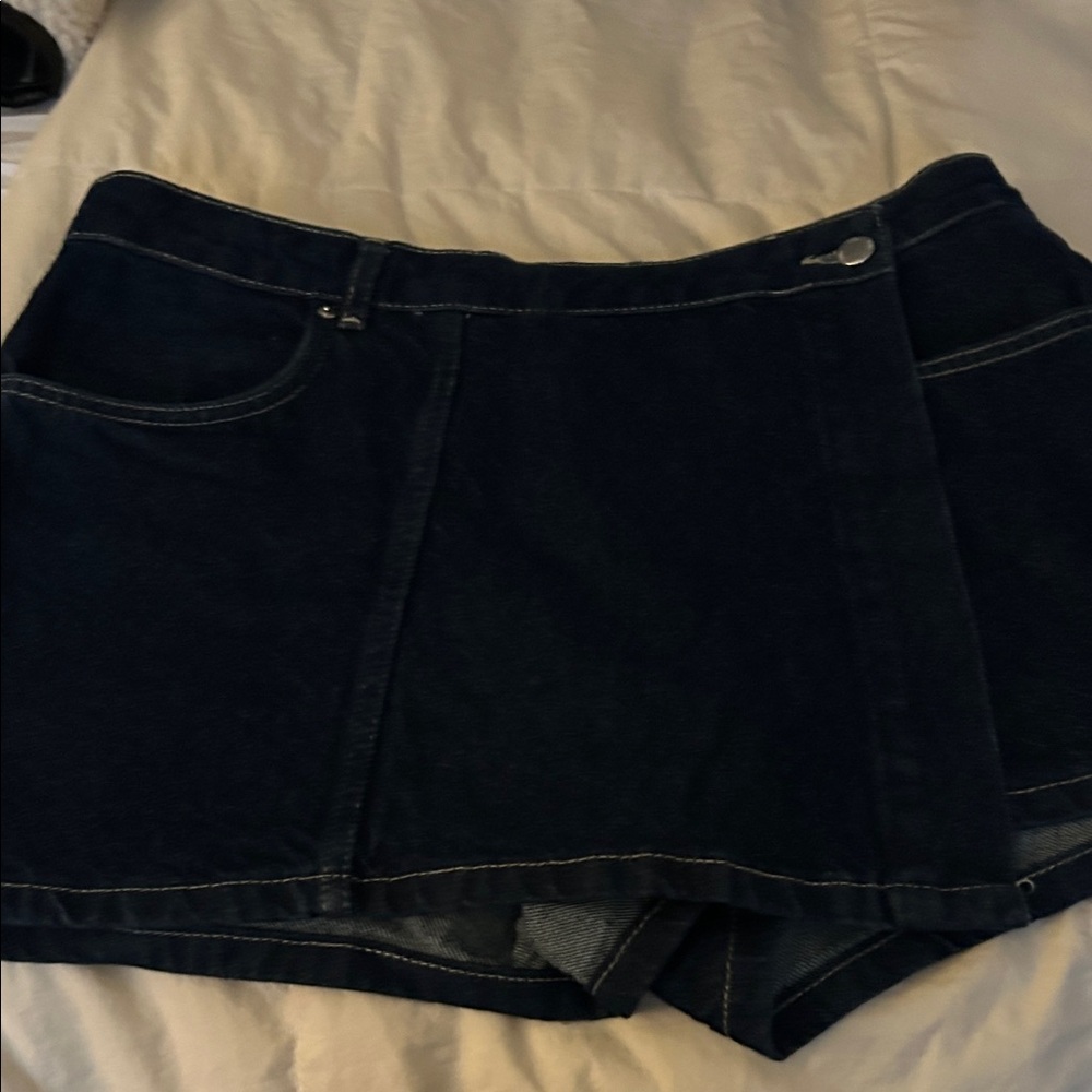 Zara dark navy Denim Skort Shorts
